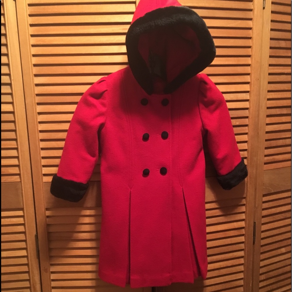 Stephanie Mathews Red Double-breasted Hooded Coat